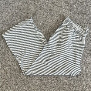 Classic Striped Linen Blend Wide Leg Pants